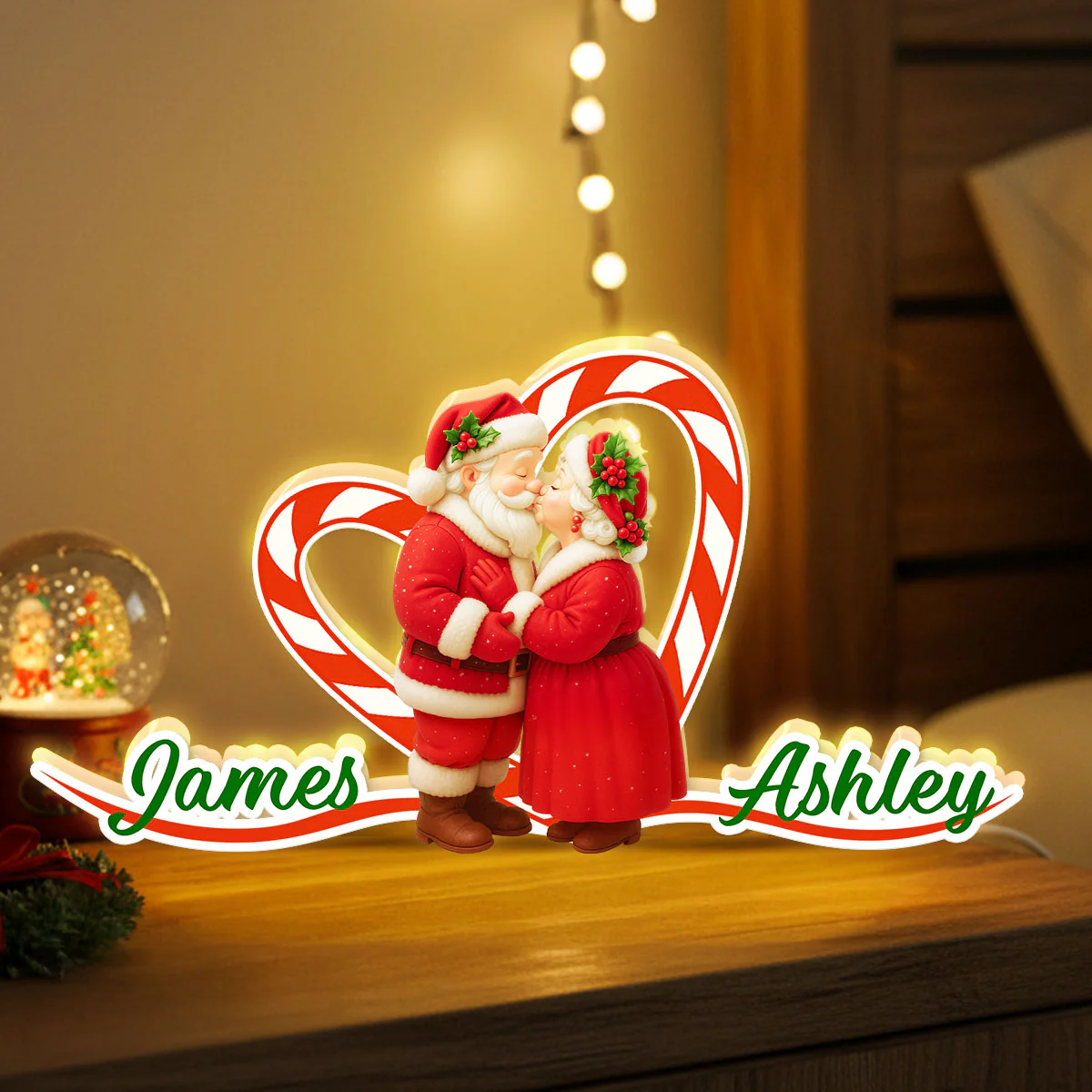 Santa Couple Growing Old Together - Personalized Light Box - Christmas Gift For Couples - Image 5