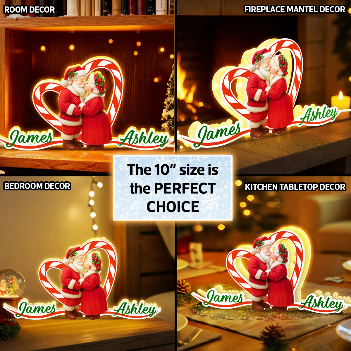 Santa Couple Growing Old Together - Personalized Light Box - Christmas Gift For Couples - Image 7