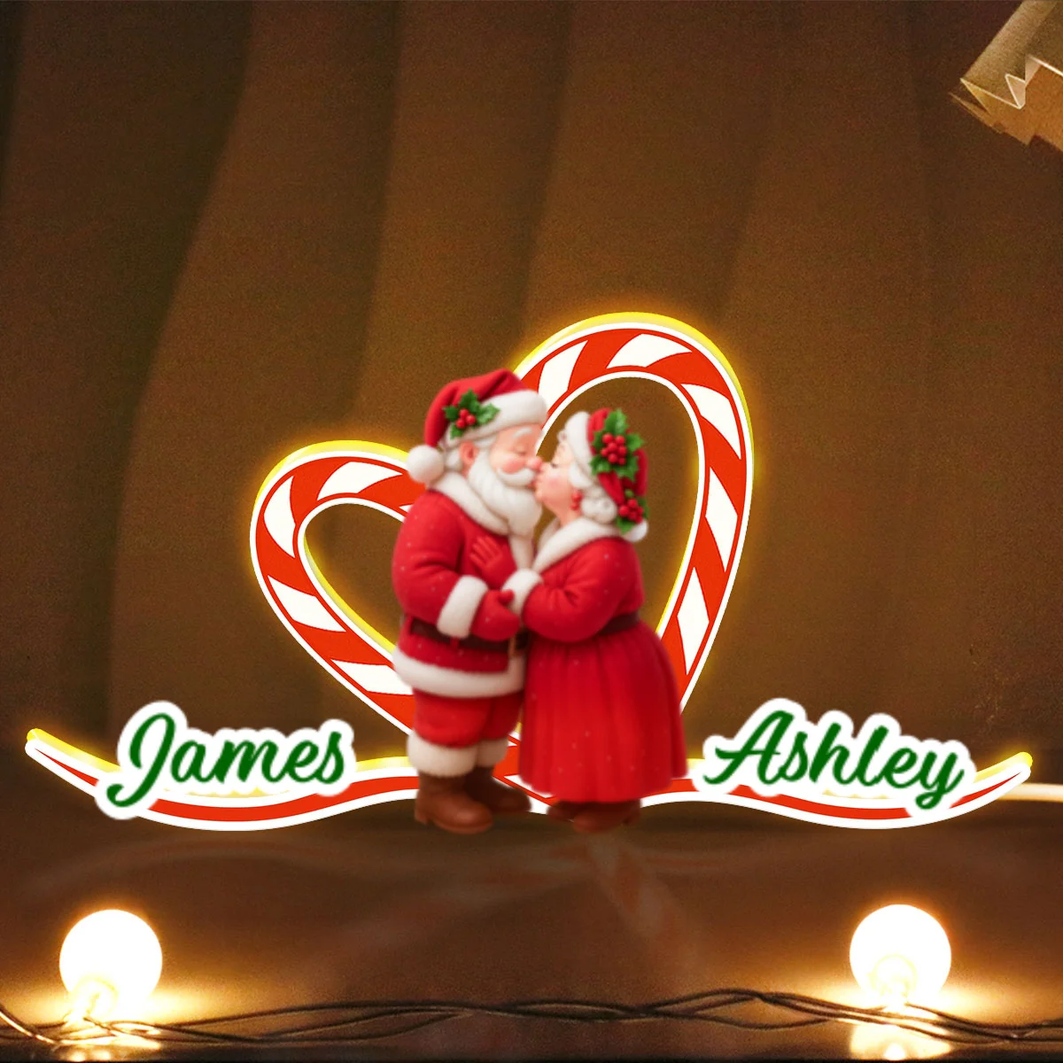 Santa Couple Growing Old Together - Personalized Light Box - Christmas Gift For Couples - Image 9
