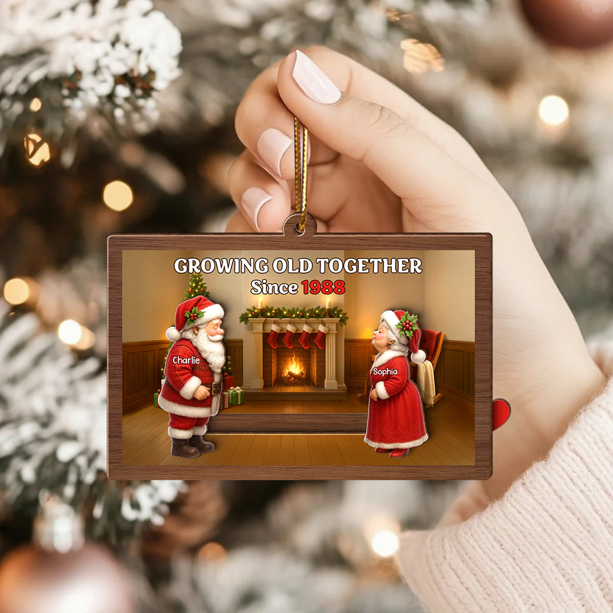 Santa Couple Growing Old Together Personalized Slide Ornament, Perfect Christmas Gift For Couples, For Her, For Him, For Wife, For Husband - Image 6