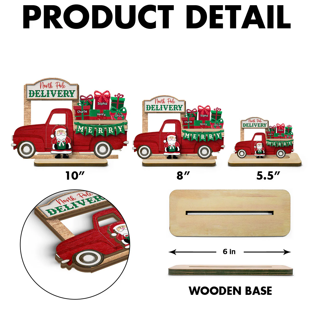 Santa Gifts Christmas Truck Personalized 2-Layer Standing Wooden Plaque, Christmas Decoration, Tiered Tray Decor - Image 6