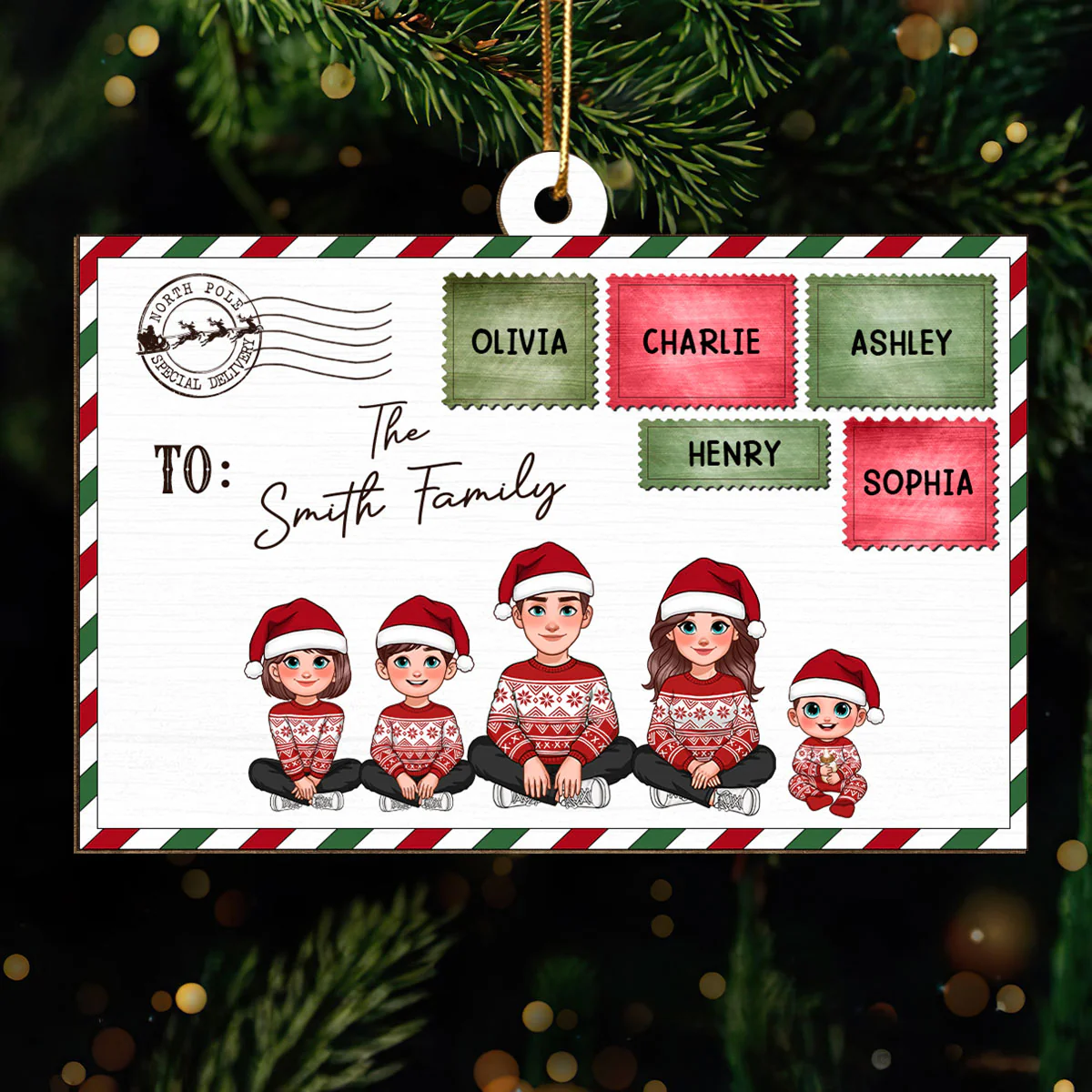 Santa Letter To Pretty Family Personalized Wooden Ornament