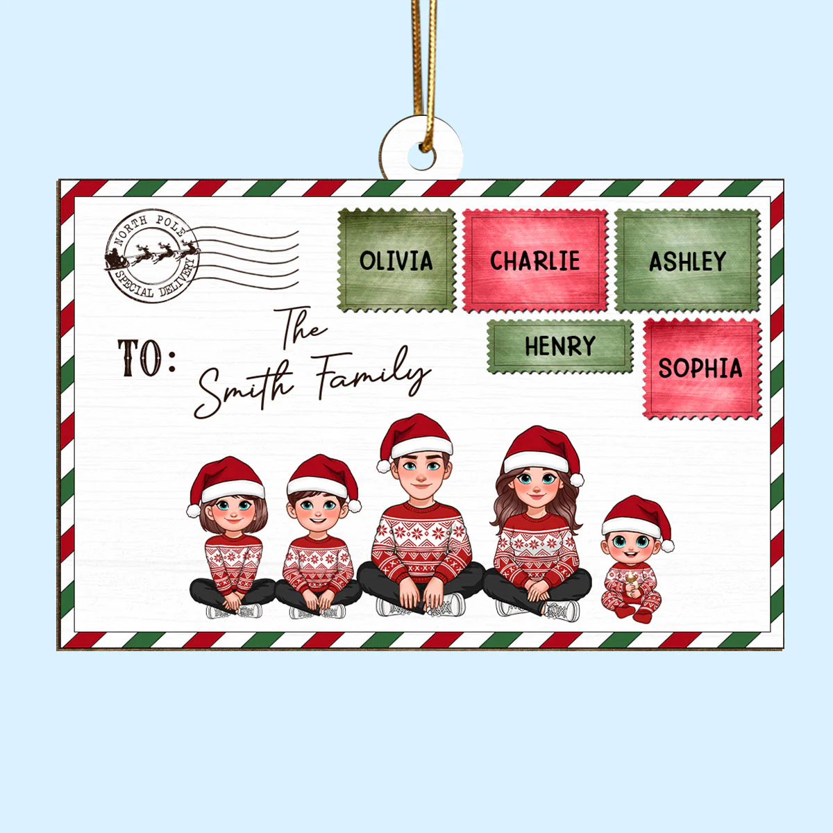Santa Letter To Pretty Family Personalized Wooden Ornament - Image 2