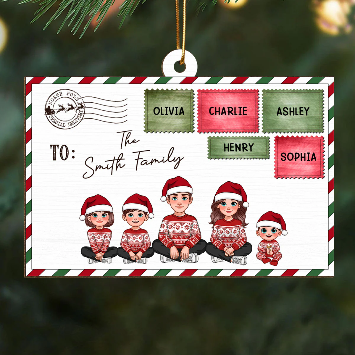 Santa Letter To Pretty Family Personalized Wooden Ornament - Image 4