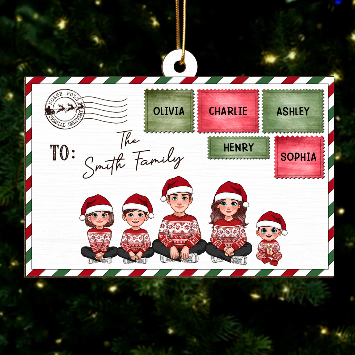 Santa Letter To Pretty Family Personalized Wooden Ornament - Image 5