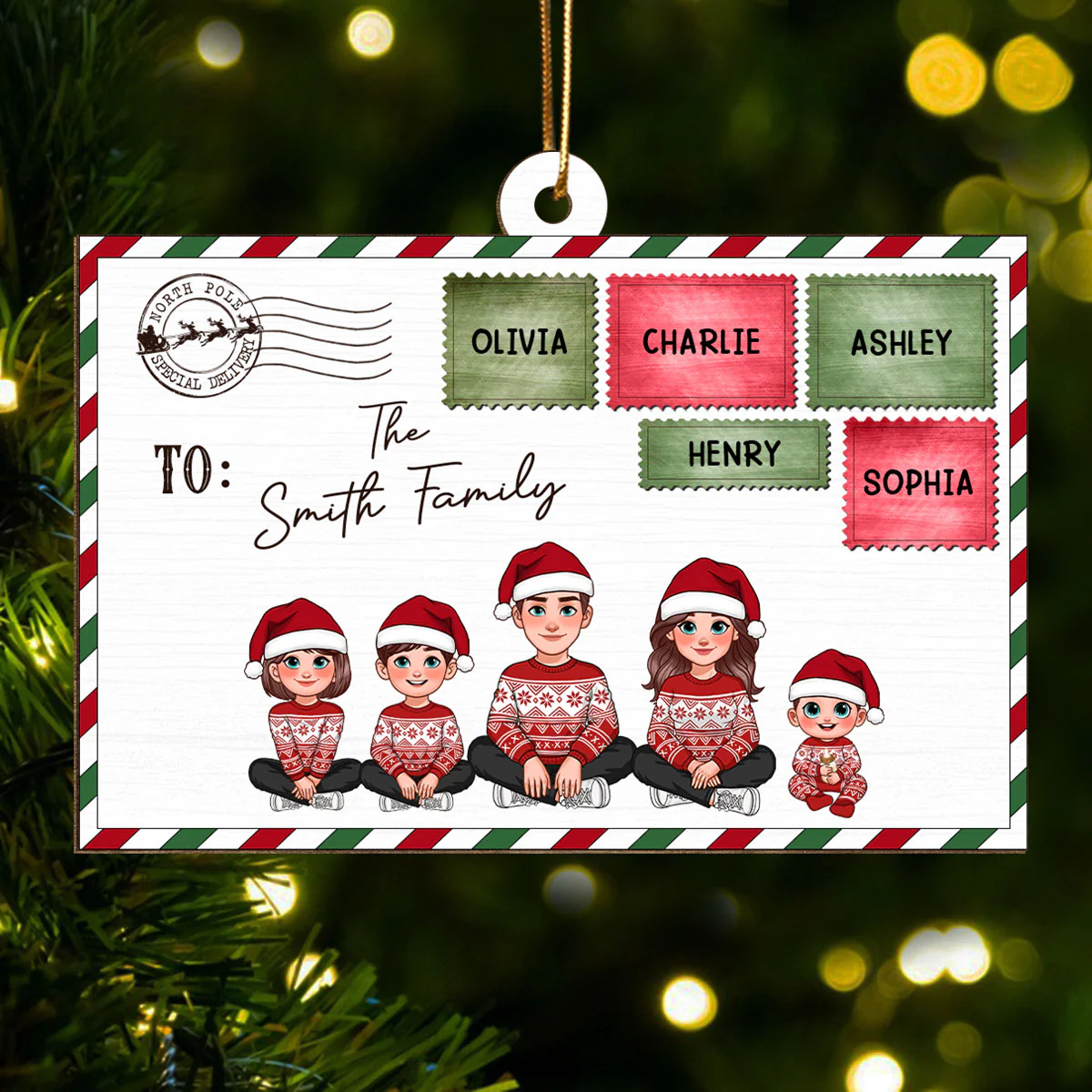 Santa Letter To Pretty Family Personalized Wooden Ornament - Image 6