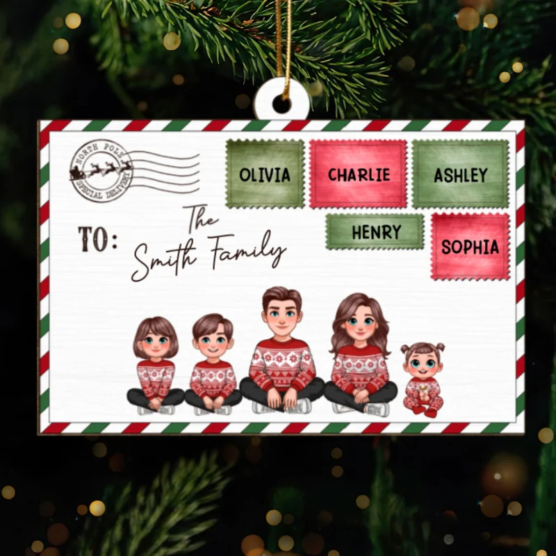 Santa Letter To Pretty Family Personalized Wooden Ornament - Image 8