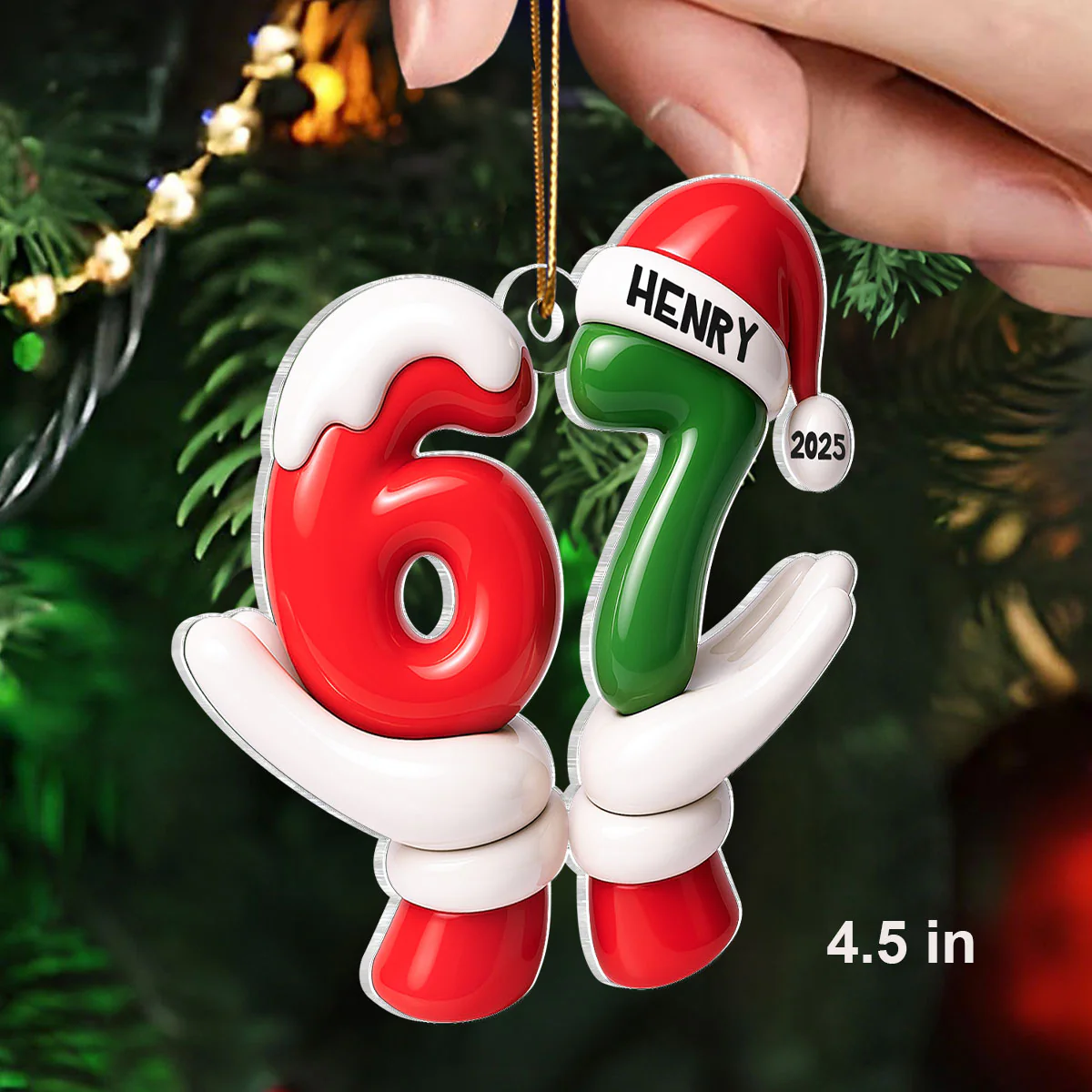 Santa Six Seven Viral Quote Gen Z Tiktok Trend - Personalized Acrylic Ornament - Christmas Gift for Kid, Grandkids - Image 2
