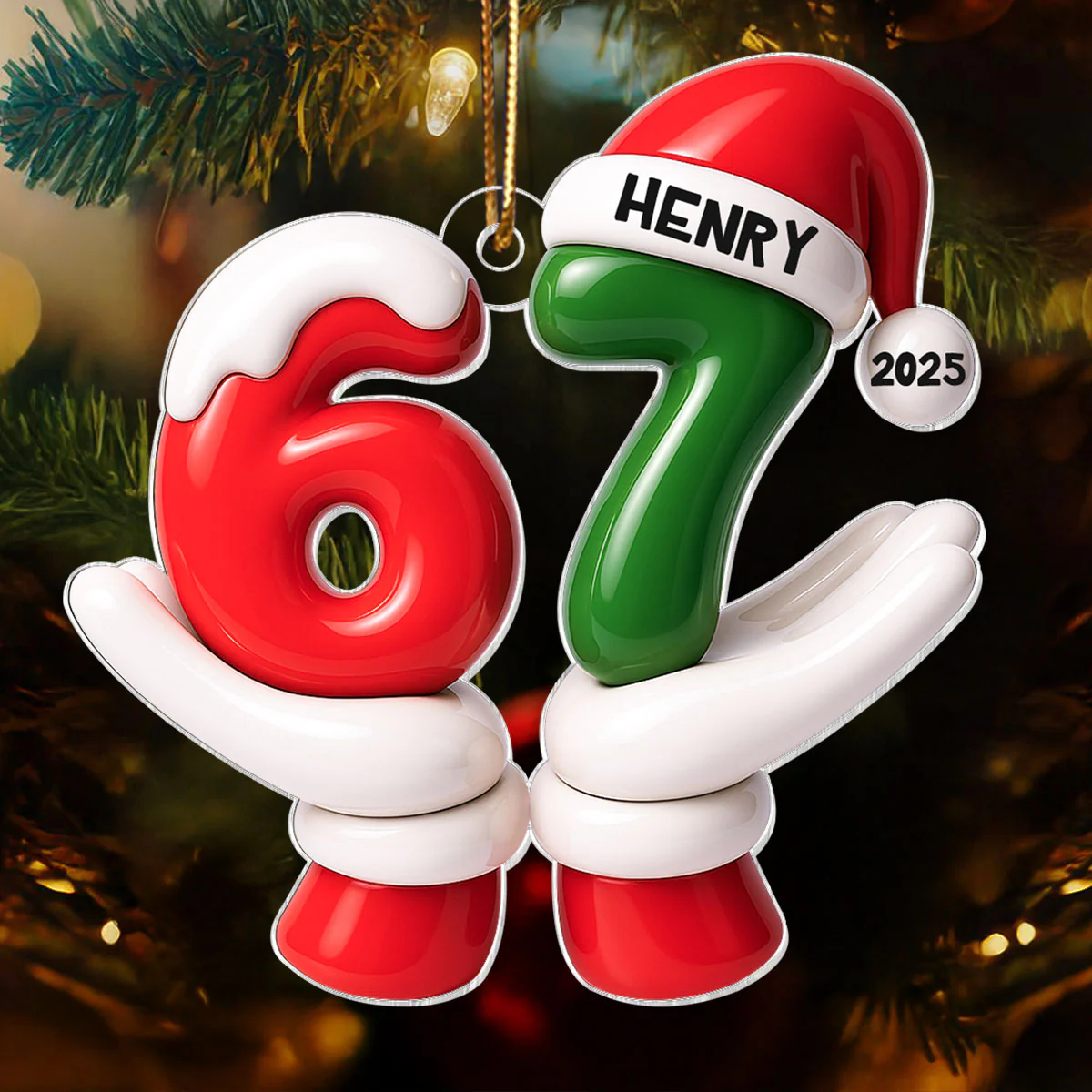 Santa Six Seven Viral Quote Gen Z Tiktok Trend - Personalized Acrylic Ornament - Christmas Gift for Kid, Grandkids - Image 3