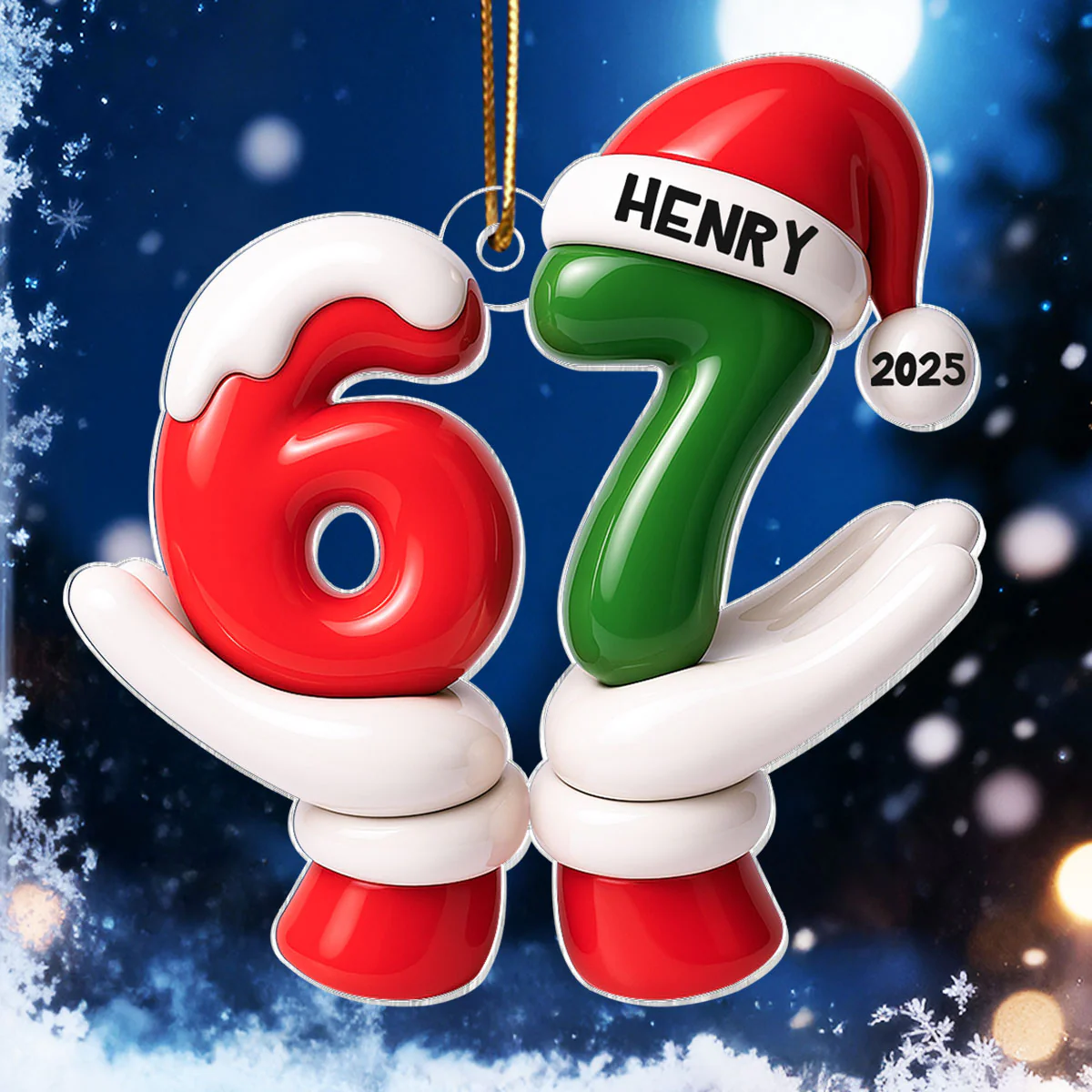 Santa Six Seven Viral Quote Gen Z Tiktok Trend - Personalized Acrylic Ornament - Christmas Gift for Kid, Grandkids - Image 4