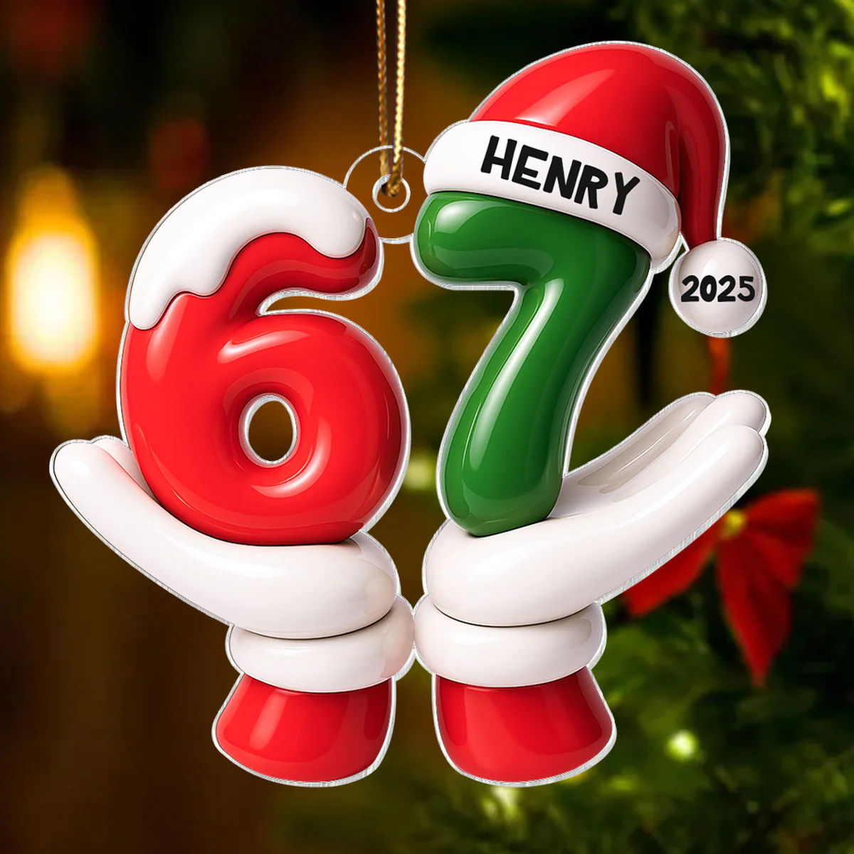 Santa Six Seven Viral Quote Gen Z Tiktok Trend - Personalized Acrylic Ornament - Christmas Gift for Kid, Grandkids - Image 6