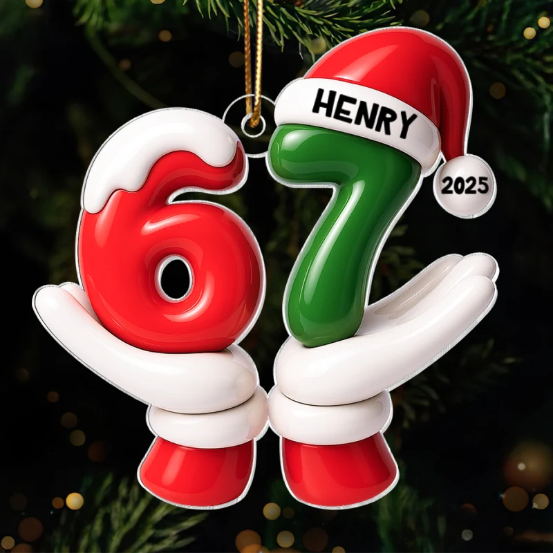Santa Six Seven Viral Quote Gen Z Tiktok Trend - Personalized Acrylic Ornament - Christmas Gift for Kid, Grandkids - Image 8