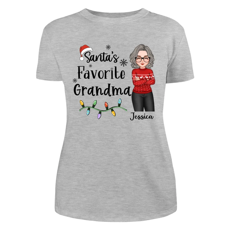 Santa's Favorite Grandma Christmas Cool Woman Personalized Shirt - Image 10
