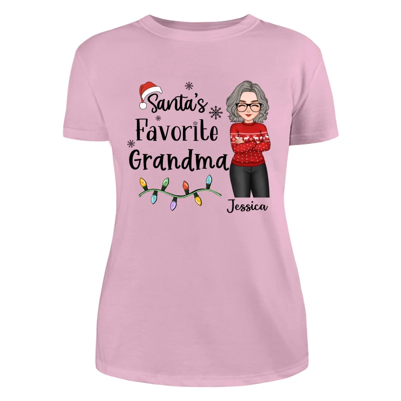 Santa's Favorite Grandma Christmas Cool Woman Personalized Shirt - Image 11