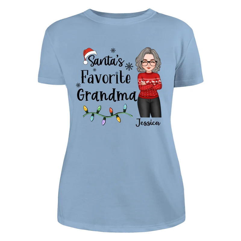 Santa's Favorite Grandma Christmas Cool Woman Personalized Shirt - Image 12