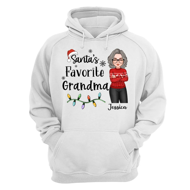 Santa's Favorite Grandma Christmas Cool Woman Personalized Shirt - Image 13