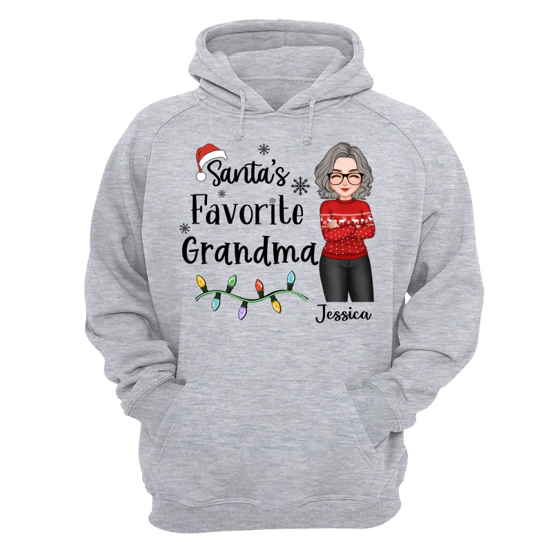 Santa's Favorite Grandma Christmas Cool Woman Personalized Shirt - Image 14