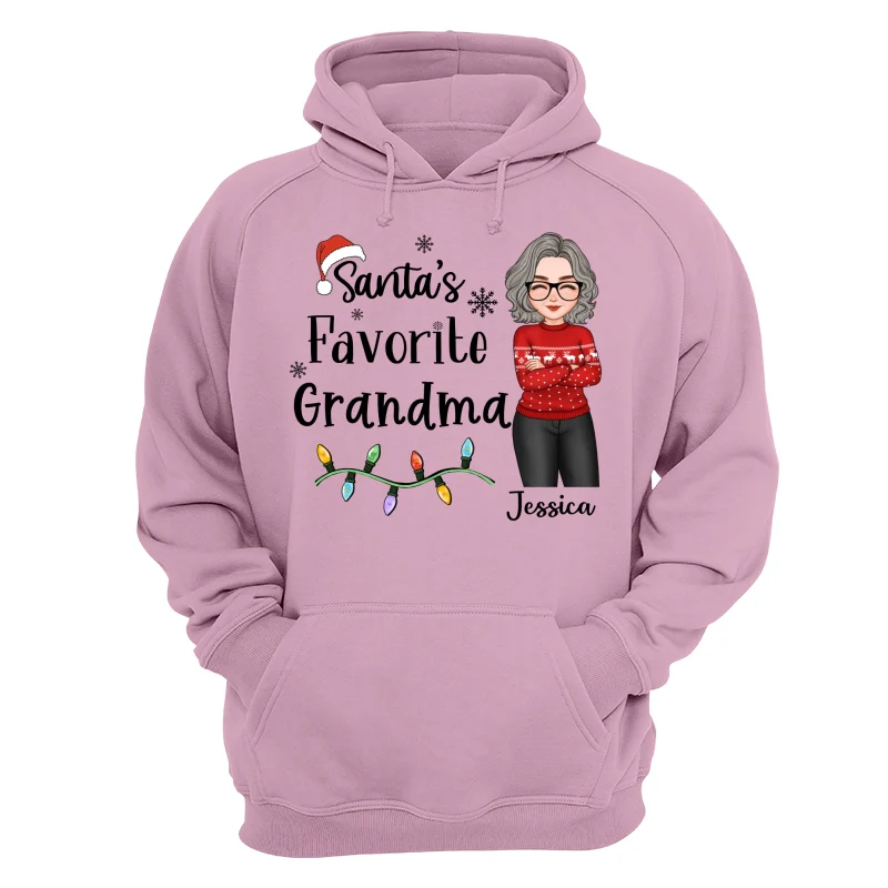 Santa's Favorite Grandma Christmas Cool Woman Personalized Shirt - Image 15