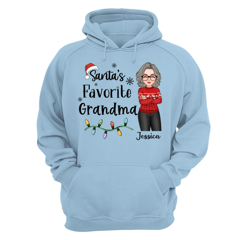 Santa's Favorite Grandma Christmas Cool Woman Personalized Shirt - Image 16