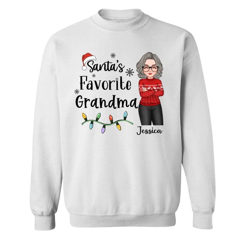 Santa's Favorite Grandma Christmas Cool Woman Personalized Shirt - Image 17