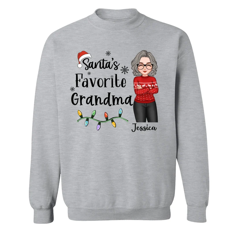 Santa's Favorite Grandma Christmas Cool Woman Personalized Shirt - Image 18