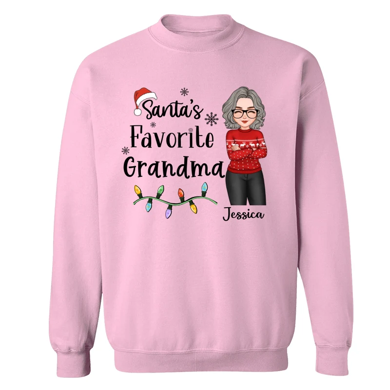 Santa's Favorite Grandma Christmas Cool Woman Personalized Shirt - Image 19