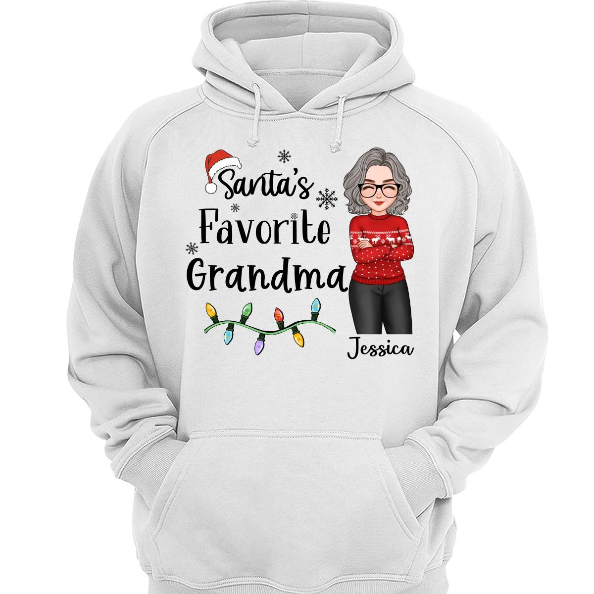 Santa's Favorite Grandma Christmas Cool Woman Personalized Shirt - Image 3