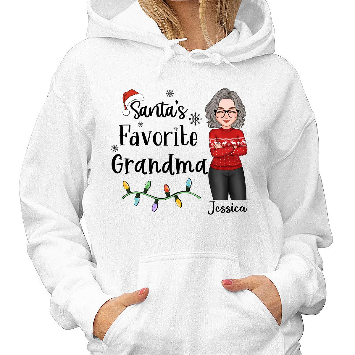Santa's Favorite Grandma Christmas Cool Woman Personalized Shirt - Image 4