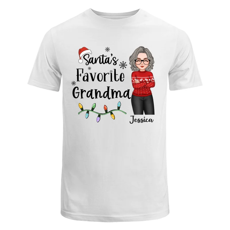 Santa's Favorite Grandma Christmas Cool Woman Personalized Shirt - Image 5