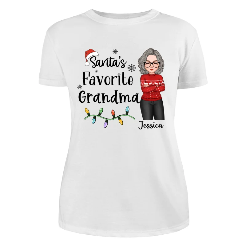 Santa's Favorite Grandma Christmas Cool Woman Personalized Shirt - Image 9