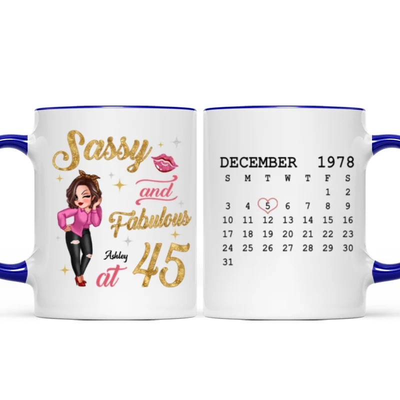 Sassy & Fabulous Birthday Calendar Pretty Woman Personalized Mug - Image 6