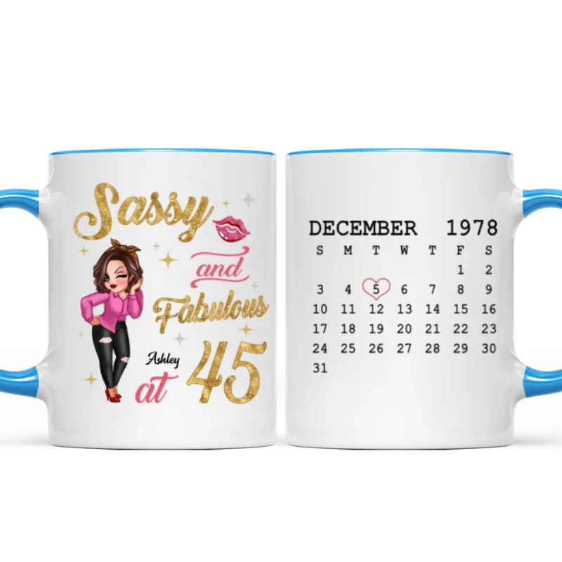 Sassy & Fabulous Birthday Calendar Pretty Woman Personalized Mug - Image 8