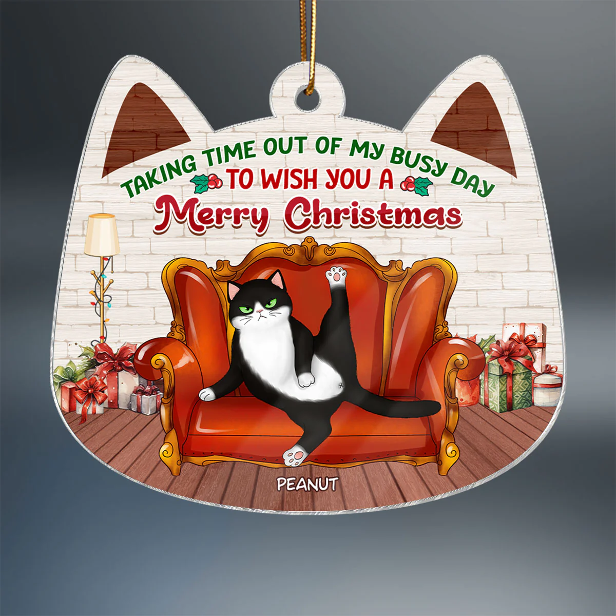 Sassy Fluffy Cats Taking Time Wish You Merry Christmas Personalized Acrylic Ornament, Funny Christmas Gift For Cat Lovers - Image 2