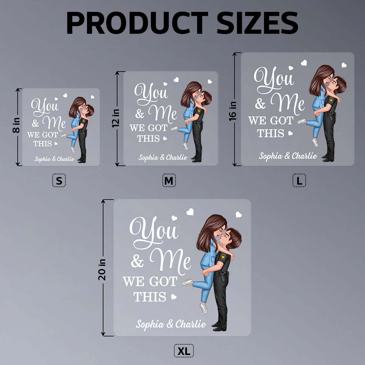 Saving Lives Together Hero Couple Hugging Kissing Personalized Decal - Image 7