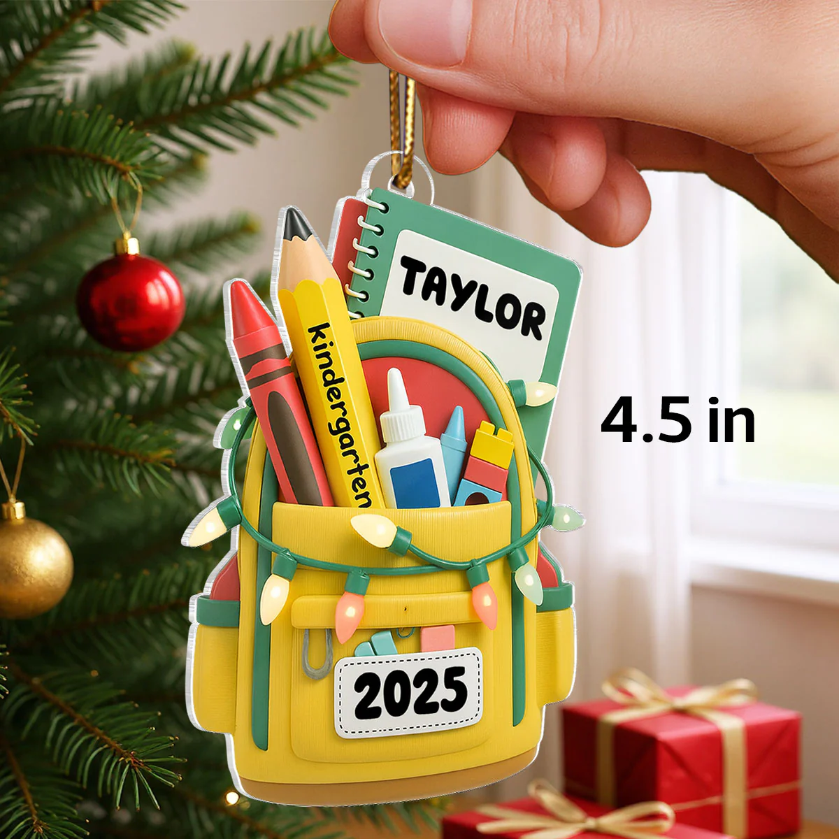 School Backpack Ornament 2025 - Personalized Acrylic Ornament - Christmas Gift for Kid, Grandkids - Image 2
