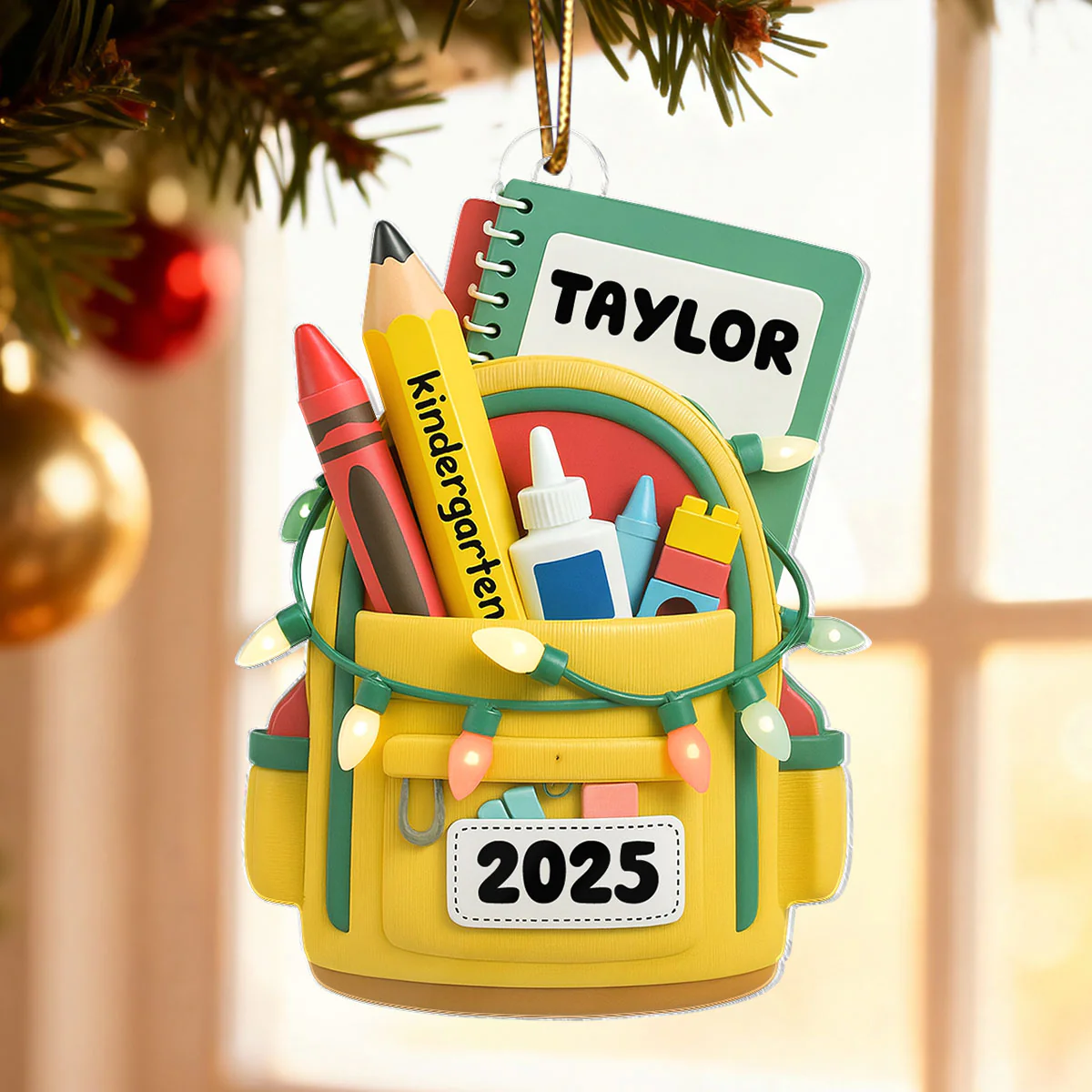 School Backpack Ornament 2025 - Personalized Acrylic Ornament - Christmas Gift for Kid, Grandkids - Image 5