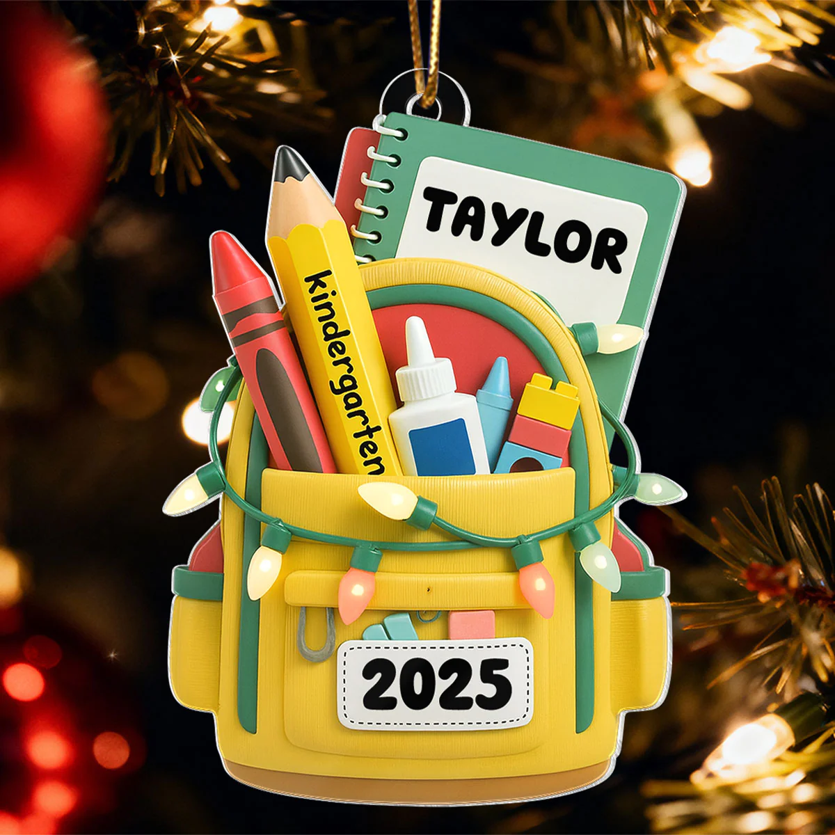School Backpack Ornament 2025 - Personalized Acrylic Ornament - Christmas Gift for Kid, Grandkids - Image 6