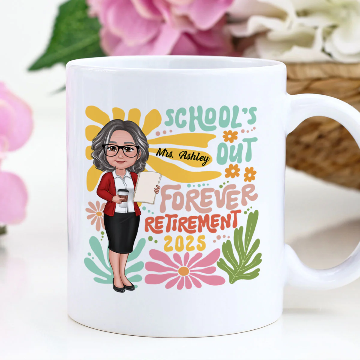 School Is Out Forever Teacher Retirement Personalized Mug - Image 5