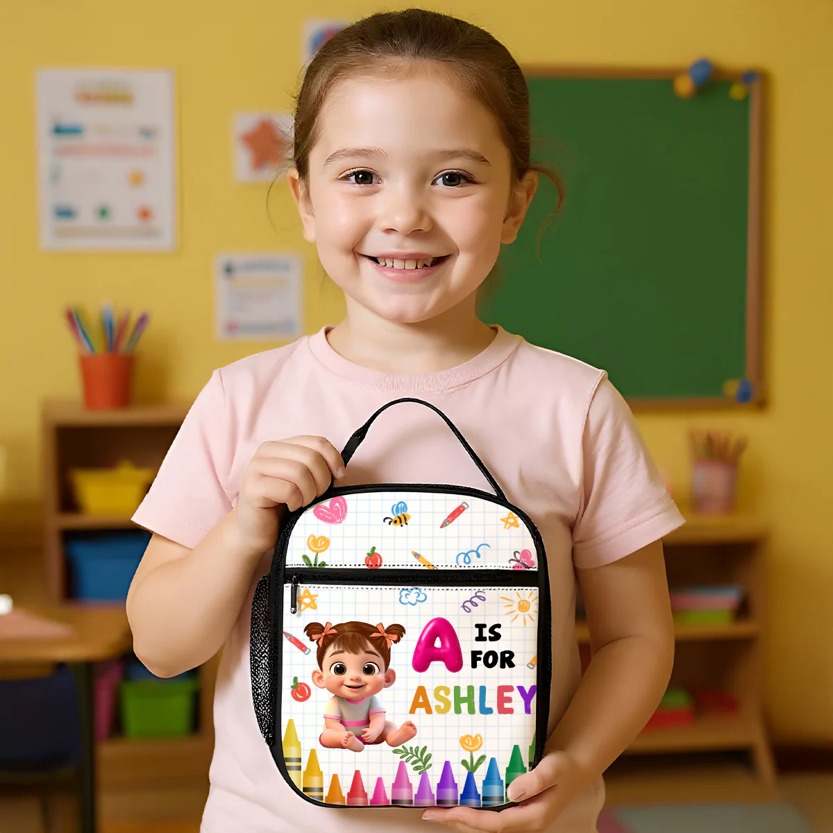 School Kid's Name Personalized Insulated Kid Lunch Bag, Back To School gift - Image 5