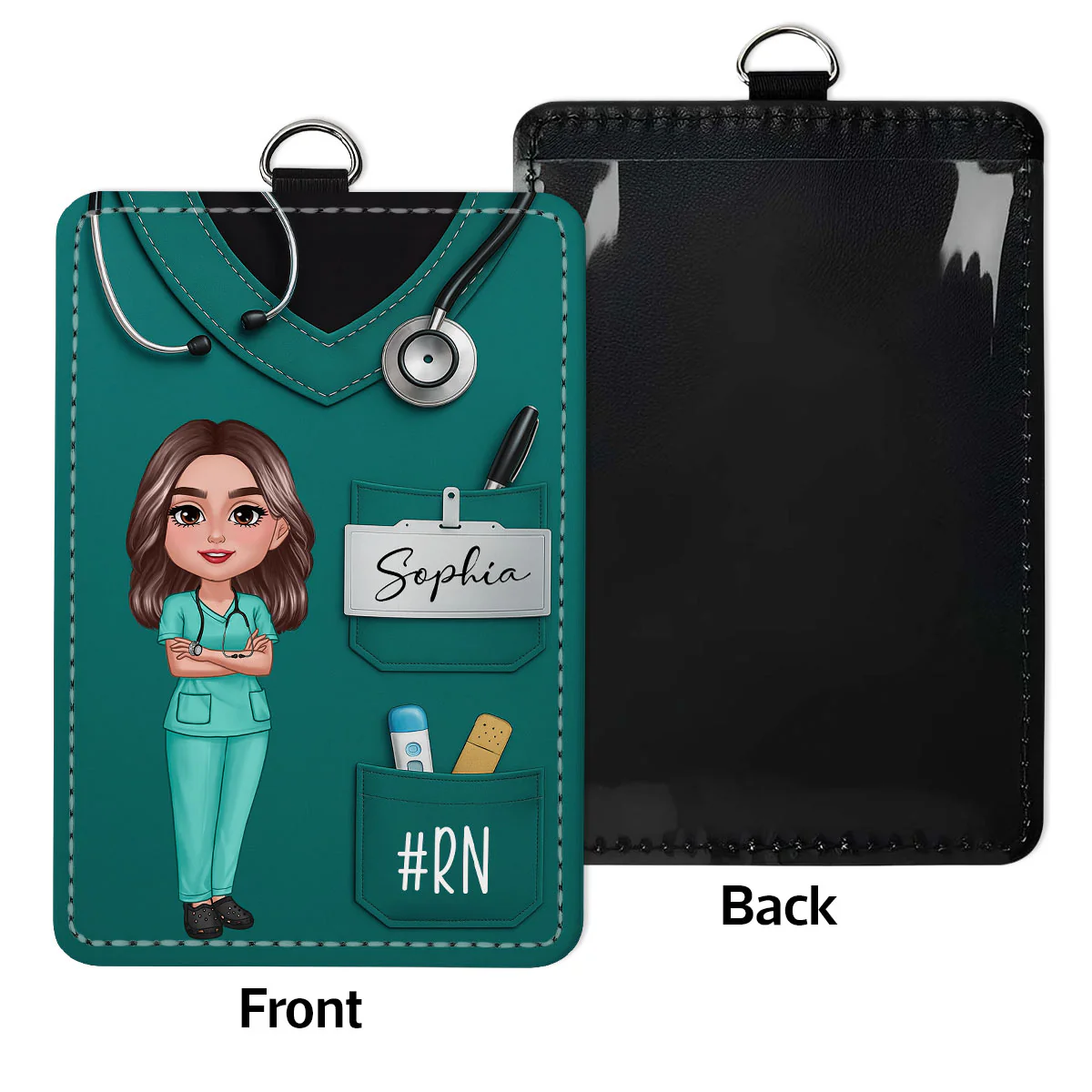 Scrub Theme Nurse CNA CMA RN LPN Name Personalized ID Badge Holder - Image 4