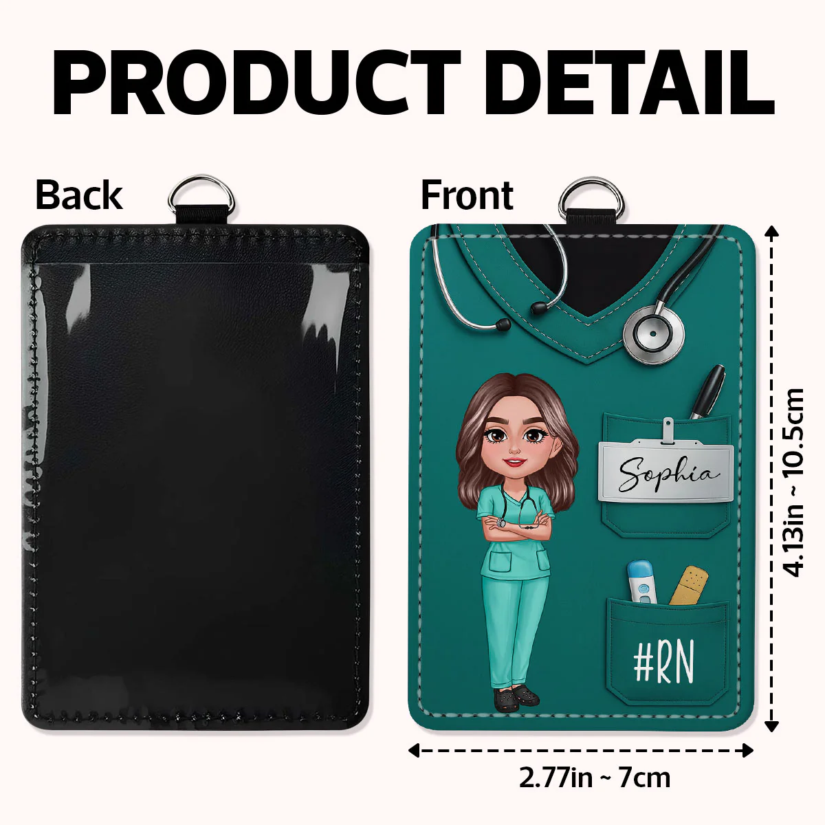Scrub Theme Nurse CNA CMA RN LPN Name Personalized ID Badge Holder - Image 5