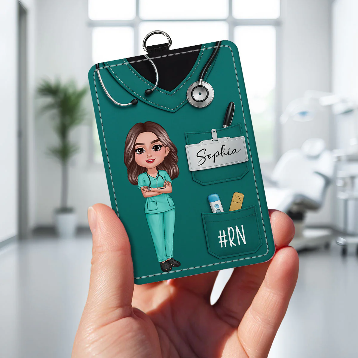 Scrub Theme Nurse CNA CMA RN LPN Name Personalized ID Badge Holder - Image 9