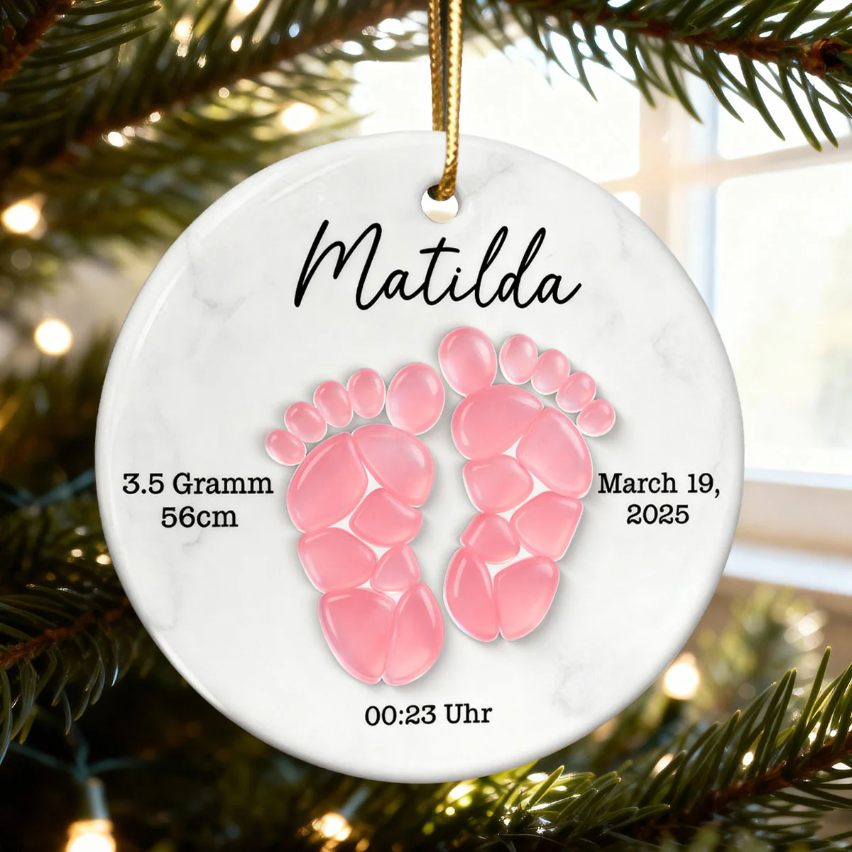 Sea Glass Effect Baby Footprint - Personalized Ceramic Ornament With Acrylic - Christmas Gift for New Parents, Newborn - Image 7