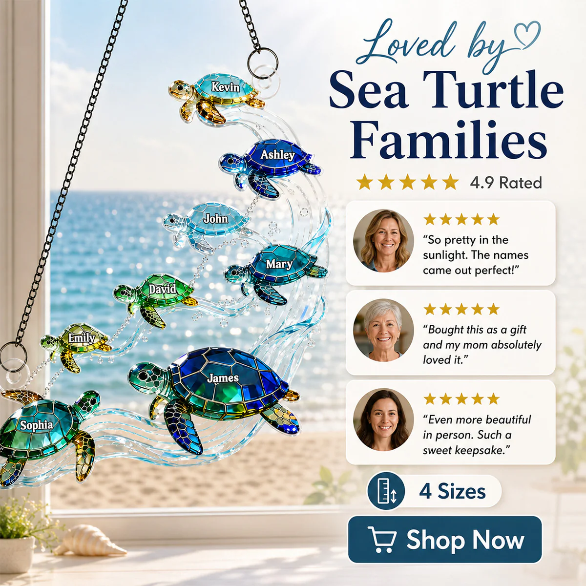 Sea Turtle Family - Personalized Suncatcher - Summer Decoration - Image 7