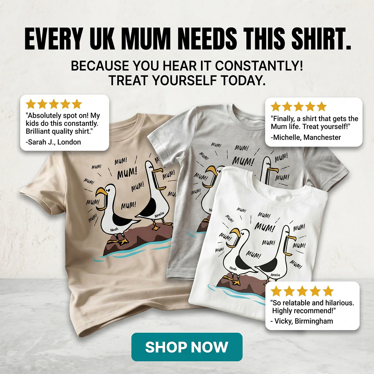 Seagull Mum Mum Mum Custom Name - Personalised Shirt - Funny Mother's Day Gift For Mum - Image 8