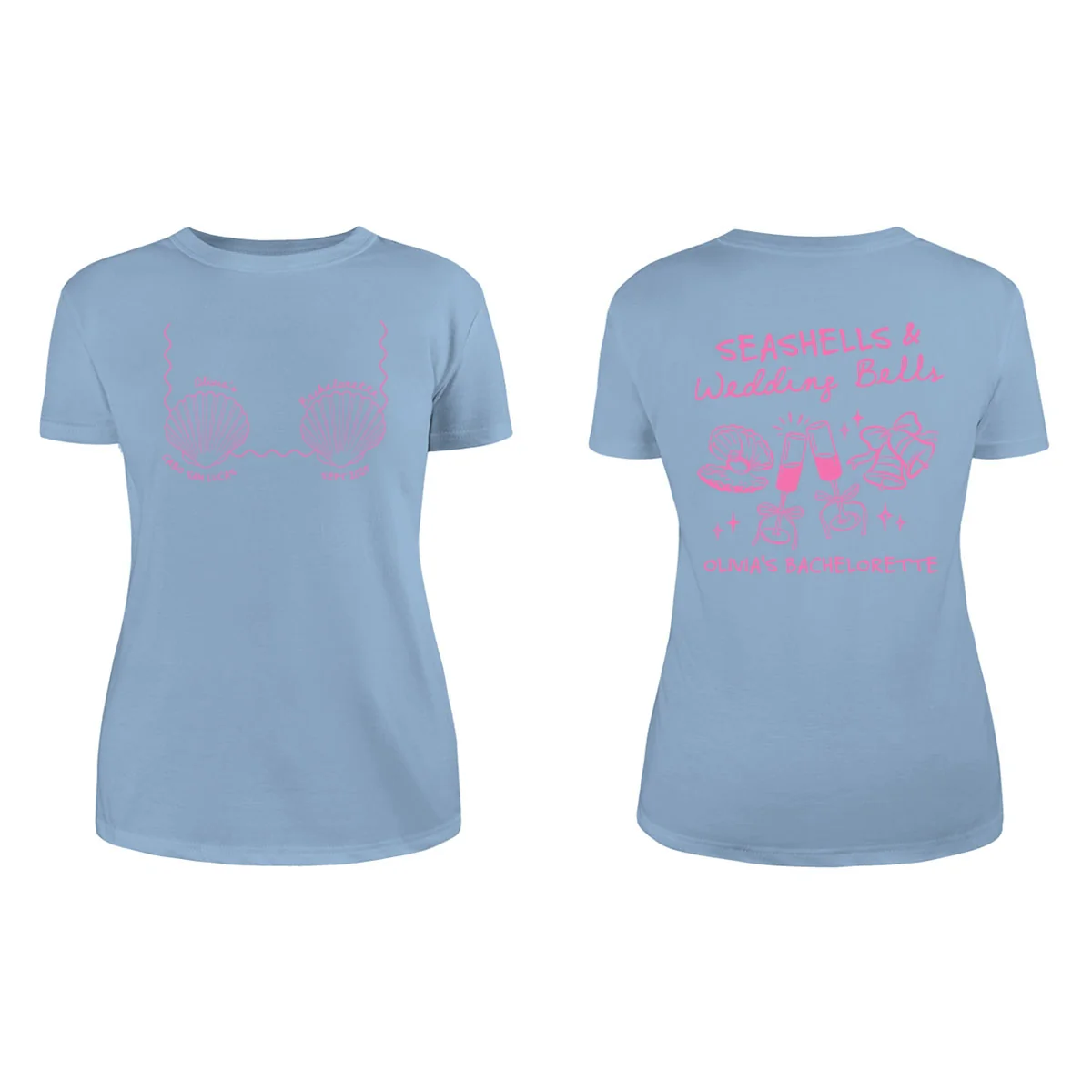 Seashells & Wedding Bells Beach Coastal Bachelorette Party Favors Personalized Matching Shirt - Image 15