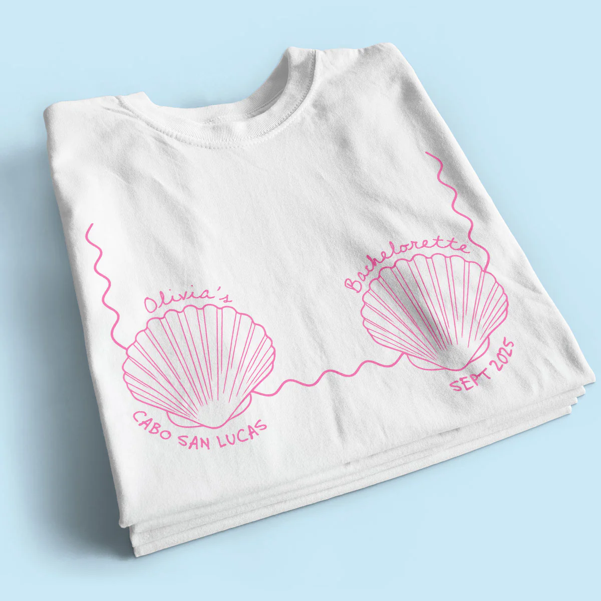 Seashells & Wedding Bells Beach Coastal Bachelorette Party Favors Personalized Matching Shirt - Image 4