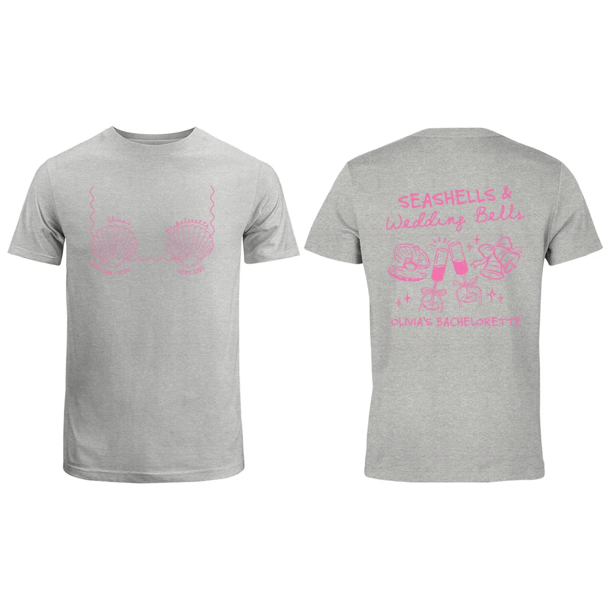 Seashells & Wedding Bells Beach Coastal Bachelorette Party Favors Personalized Matching Shirt - Image 9