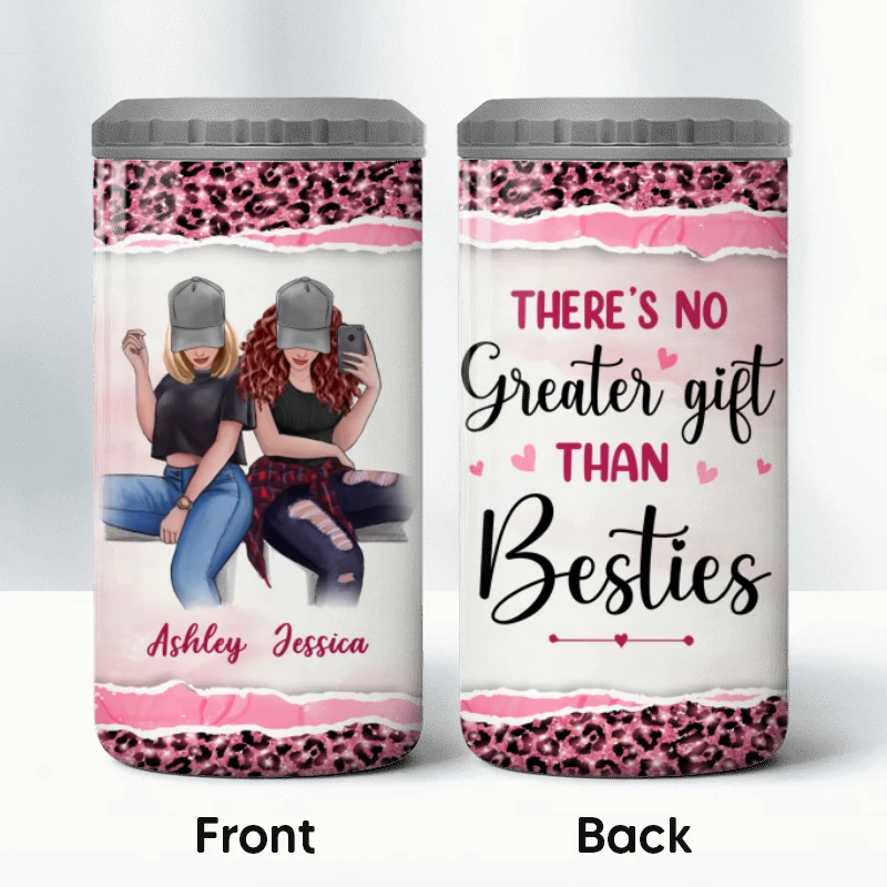 Selfie Besties Gift For Best Friends Personalized 4 In 1 Can Cooler - Image 8