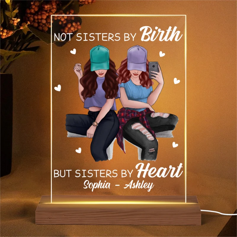 Selfie Besties Personalized Rectangle Acrylic Plaque LED Lamp Night Light - Image 3